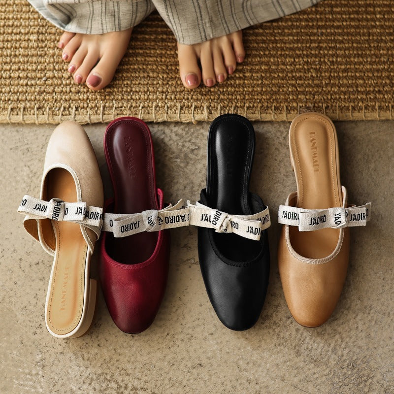 Maelle Bow Leather Mules