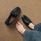 Nelle Square-Toe Leather Loafer Pumps