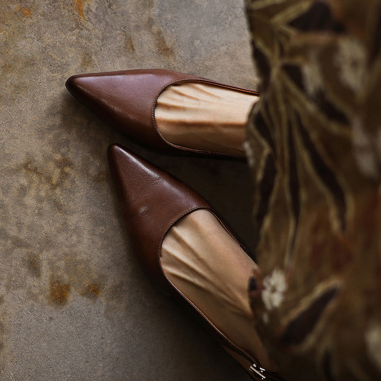 Celest Leather Slingback Heels