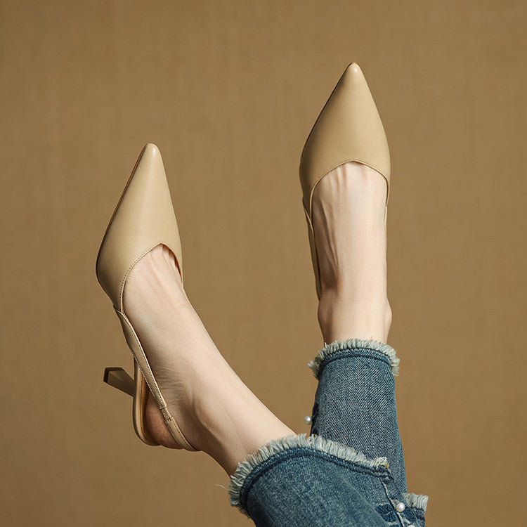 Aurel Slingback Leather Heels