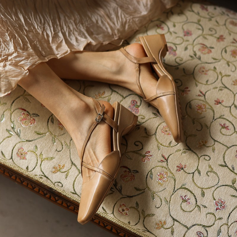 Rianne Cross-Strap Leather Slingback Heels