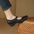 Caresa Leather Mary-Jane Heels