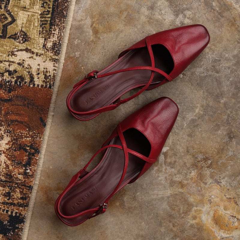Rianne Cross-Strap Leather Slingback Heels