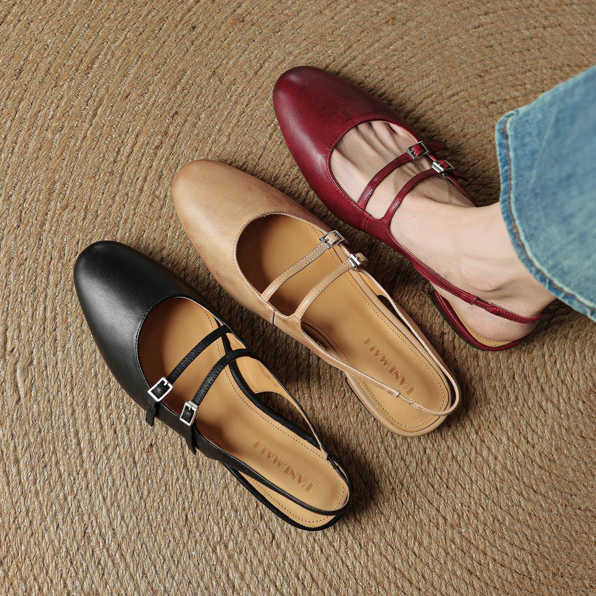 Norvie Leather Slingback Mary Jane Flats