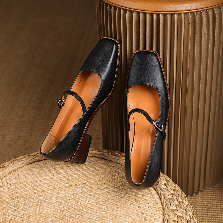 Cirelle Strap Leather Mary-Jane Heels