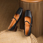 Cirelle Strap Leather Mary-Jane Heels