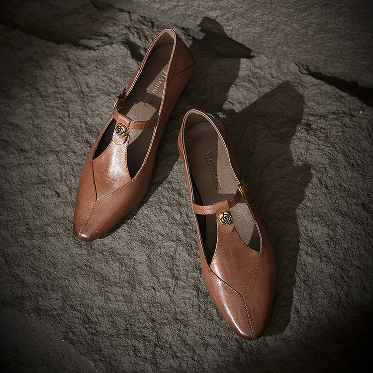 Camélia T-Bar Leather Pumps