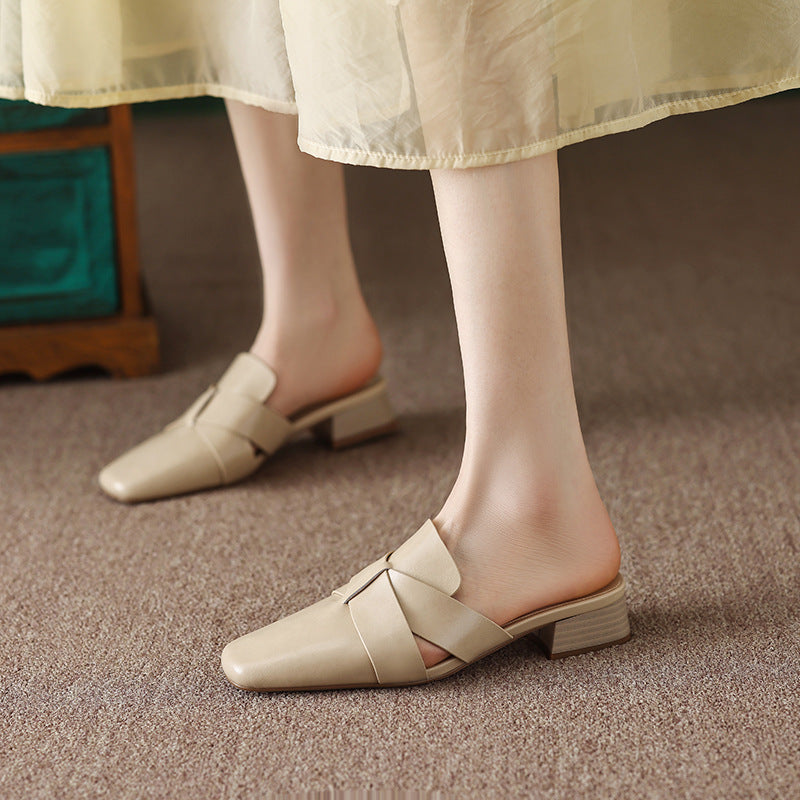 Caelis Square Toe Leather Mules