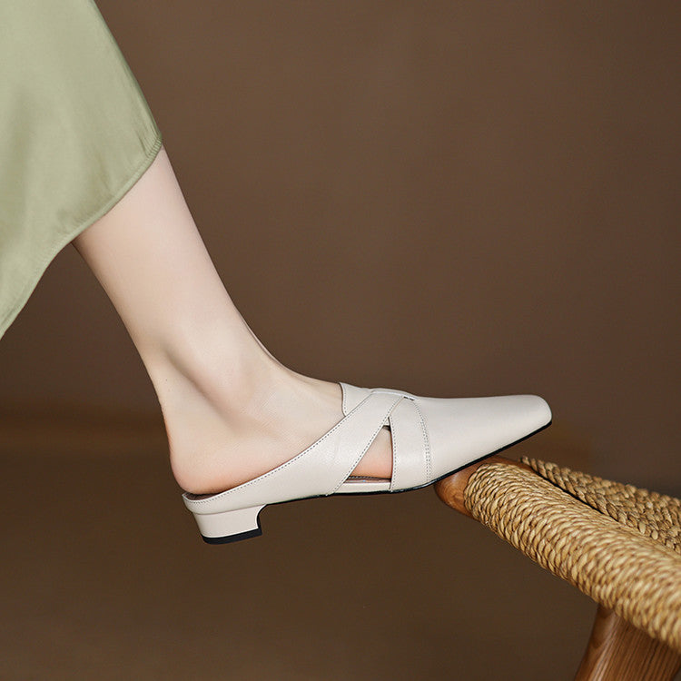 Virelle Cross Leather Mules