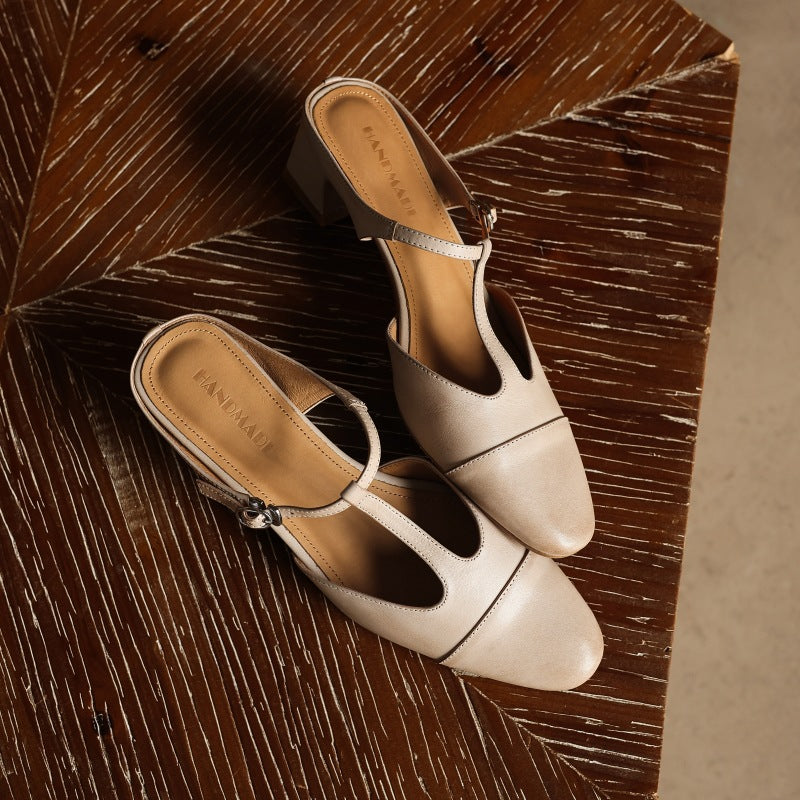 Rovell T-Bar Leather Mules