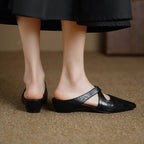 Elira Cross-Strap Leather Mules