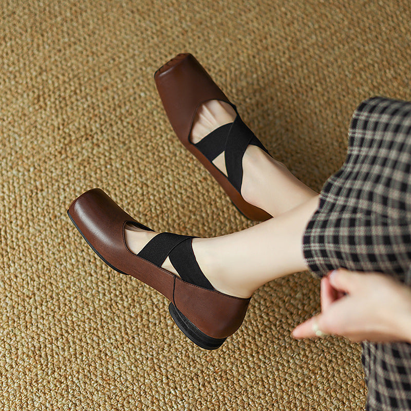 Calira Square Toe Leather Ballets