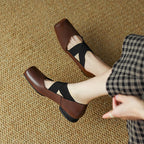 Calira Square Toe Leather Ballets