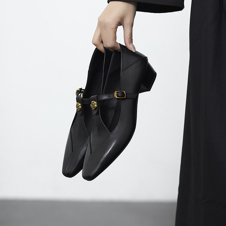 Camélia T-Bar Leather Pumps