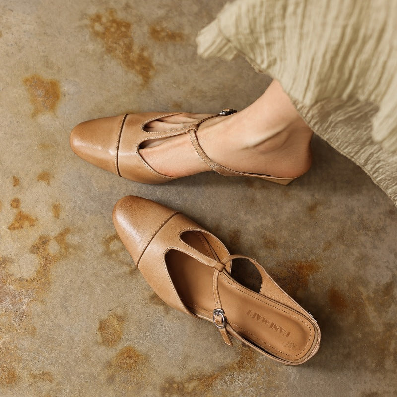 Rovell T-Bar Leather Mules