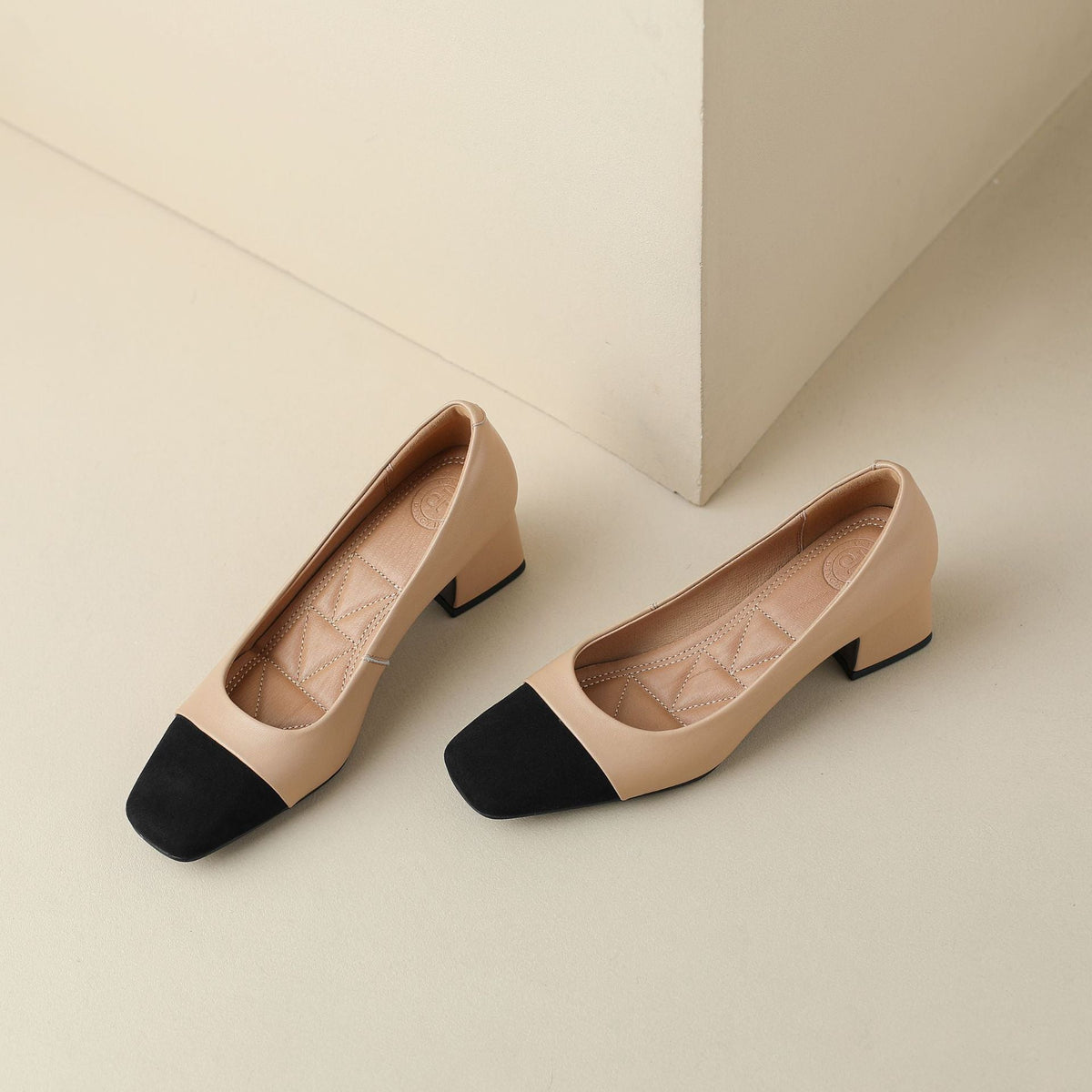 Elara Square-Toe Leather Pumps