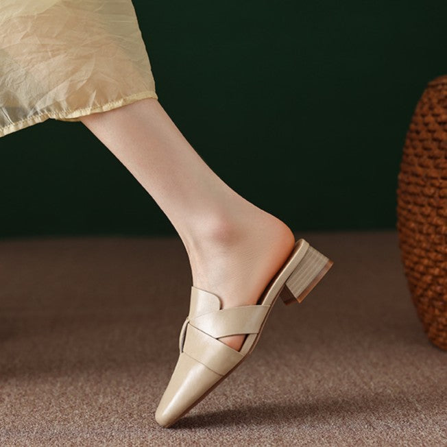 Caelis Square Toe Leather Mules