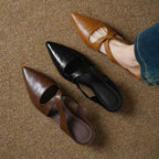 Elira Cross-Strap Leather Mules