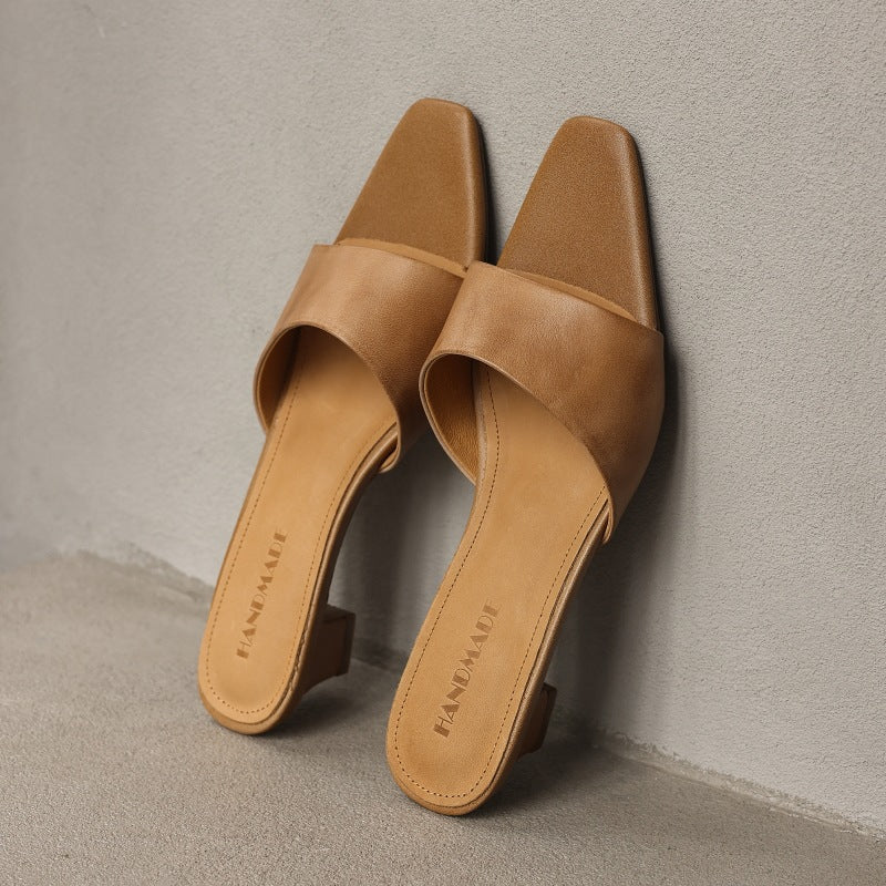 Noa Square-Toe Leather Mules