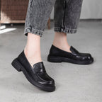Demeris Leather Round-Toe Loafers