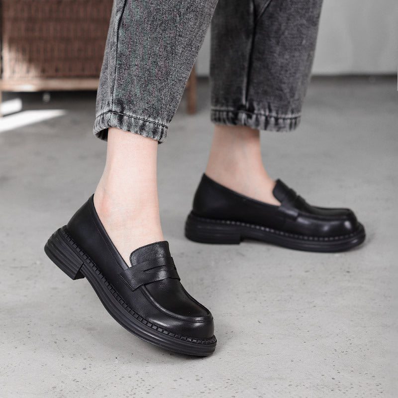 Demeris Leather Round-Toe Loafers