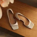 Élan Square-Toe Leather Heeled Sandals