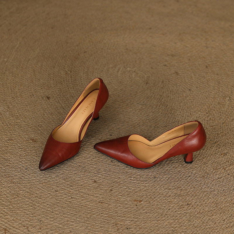 Loréne Curve Leather Heels