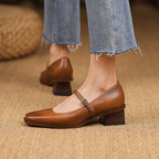 Cirelle Strap Leather Mary-Jane Heels