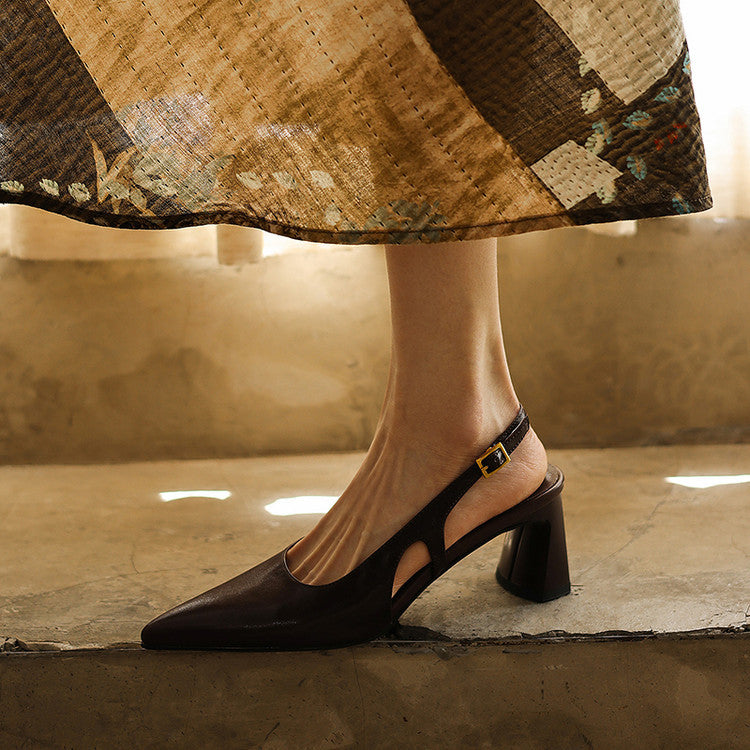 Cielle Leather Slingback Heels
