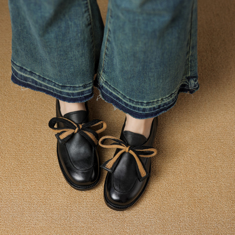 Caelen Bow Leather Loafers