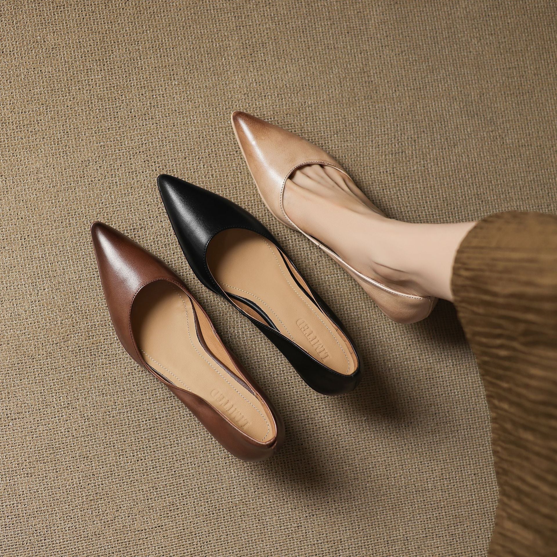 Calenne Leather Kitten Heels