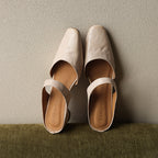 Amelie Square-Toe Leather Mules