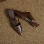 Elira Cross-Strap Leather Mules