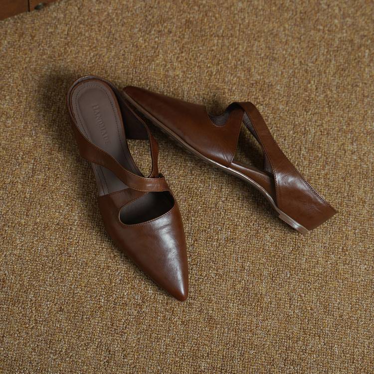 Elira Cross-Strap Leather Mules