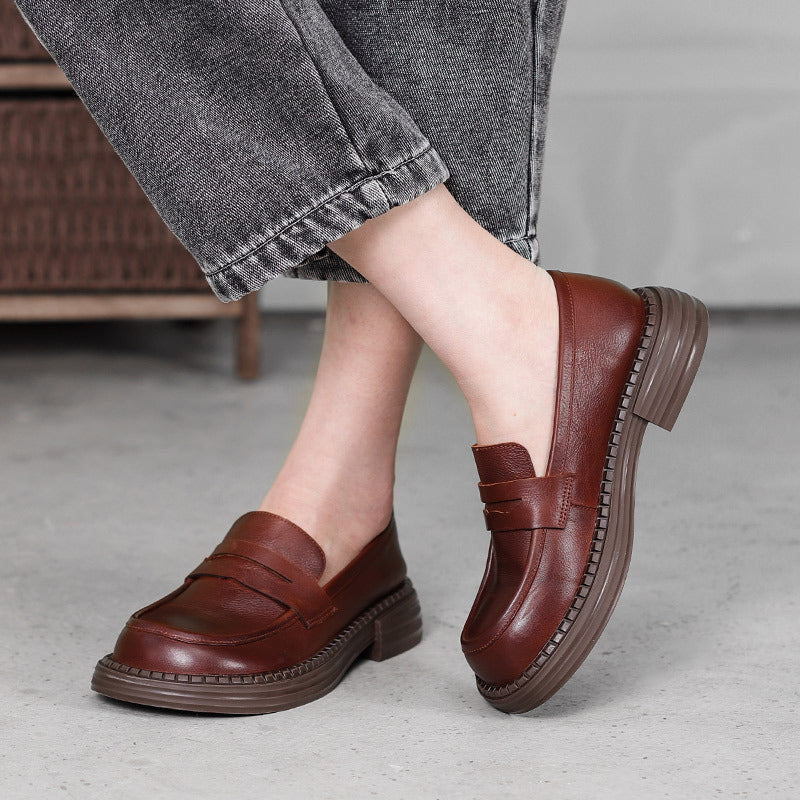 Demeris Leather Round-Toe Loafers
