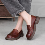 Demeris Leather Round-Toe Loafers