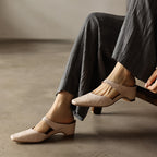 Amelie Square-Toe Leather Mules