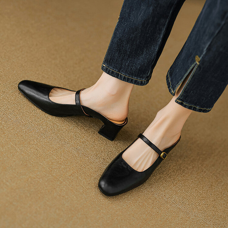 Lurea Strap Leather Mules