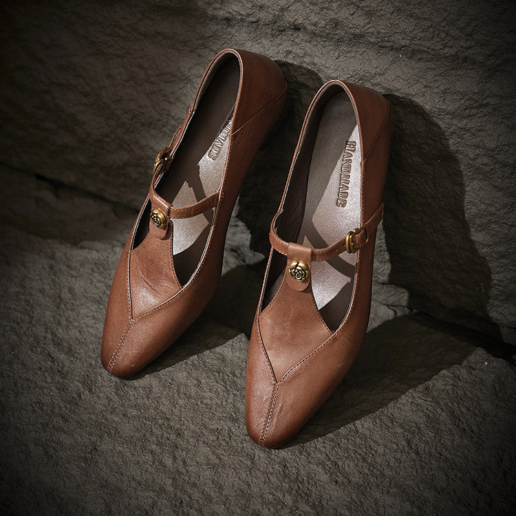 Camélia T-Bar Leather Pumps