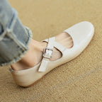 Morven Cross-Strap Leather Flats