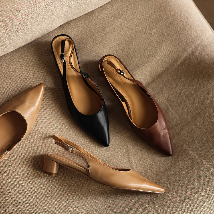 Celest Leather Slingback Heels
