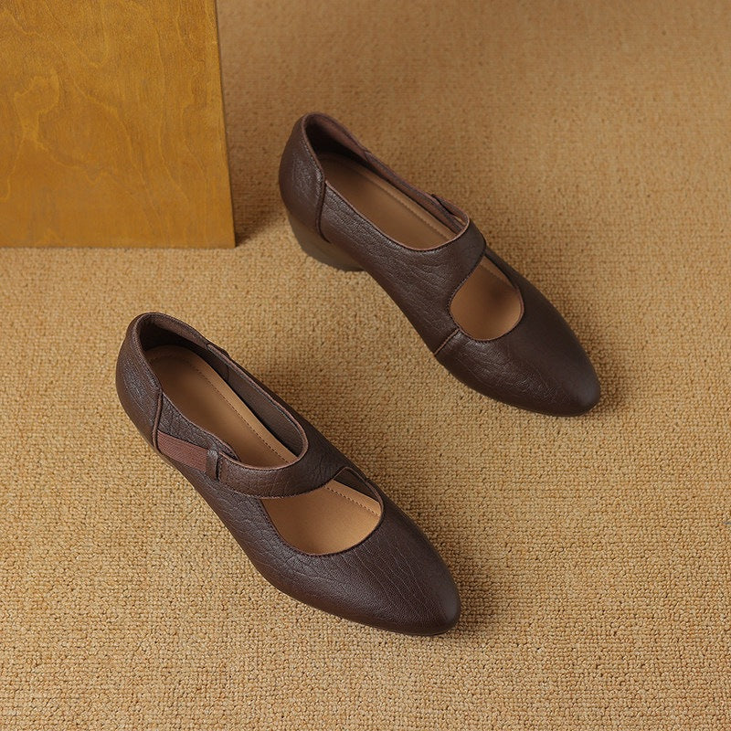 Caresa Leather Mary-Jane Heels