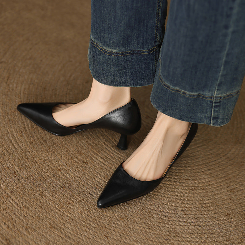 Loréne Curve Leather Heels