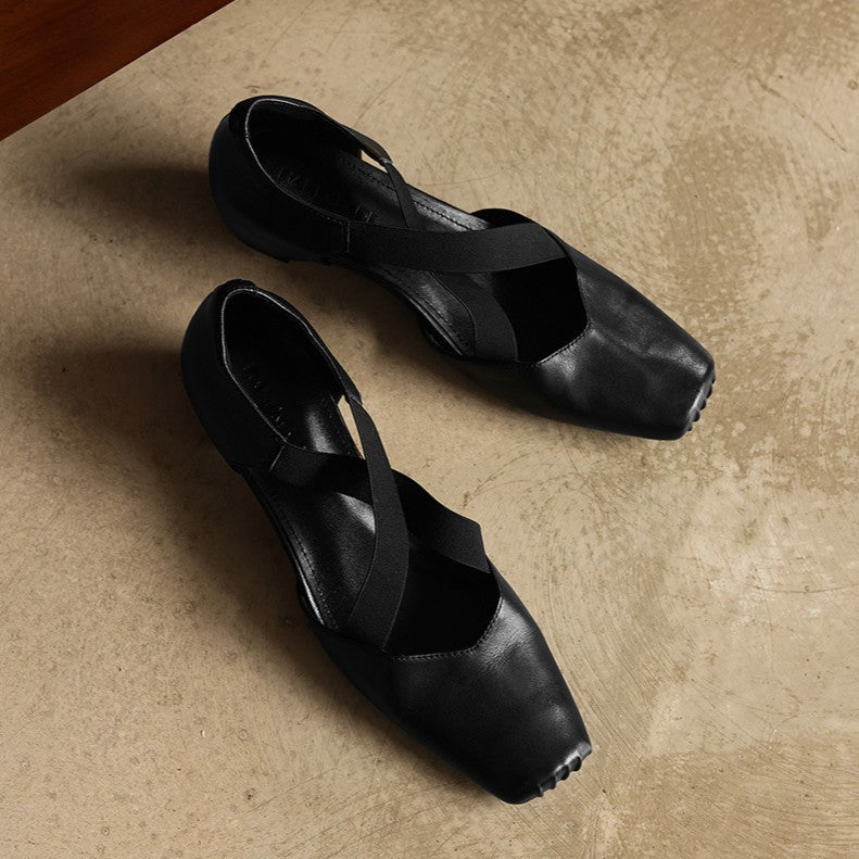 Eloria Leather Cross-Strap Heels