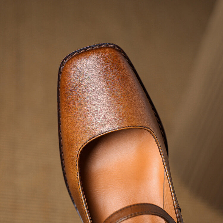 Cirelle Strap Leather Mary-Jane Heels