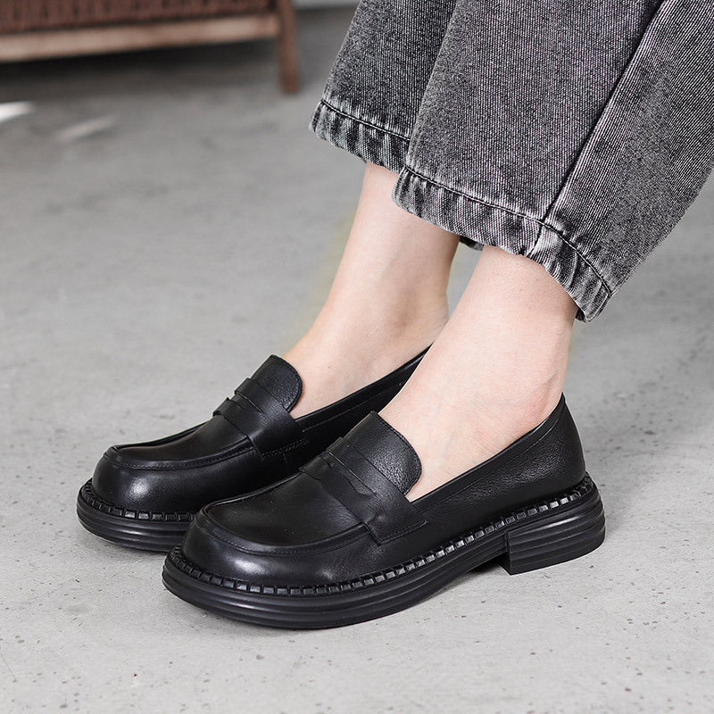 Demeris Leather Round-Toe Loafers