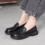 Demeris Leather Round-Toe Loafers