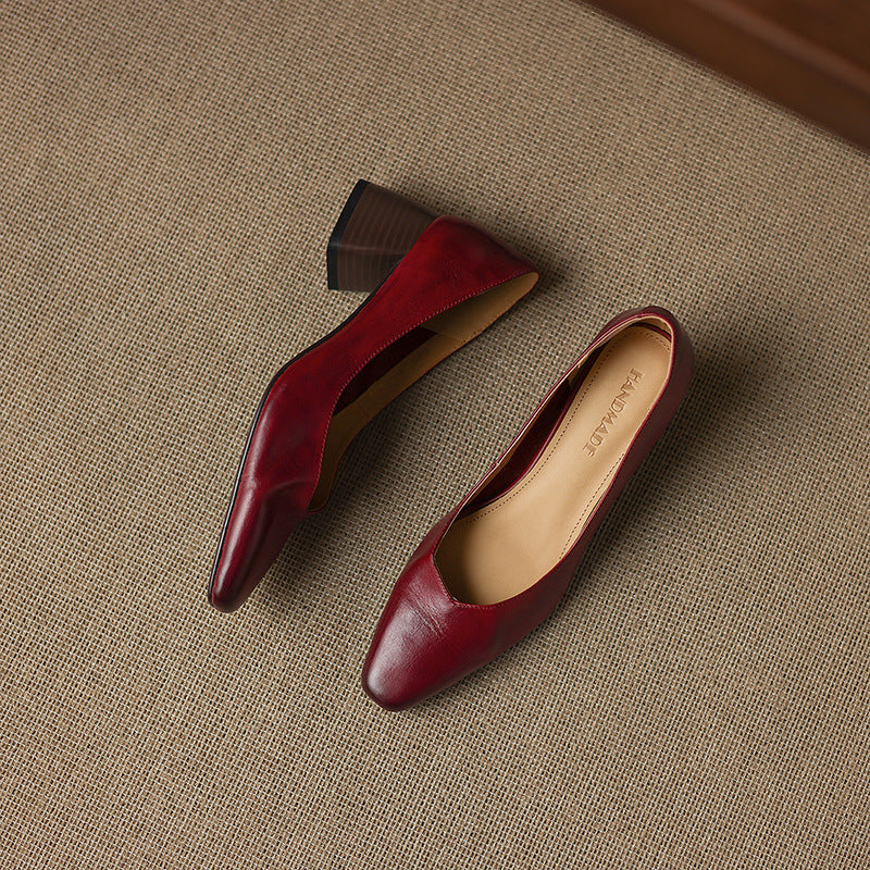 Caldré Leather Square Pumps