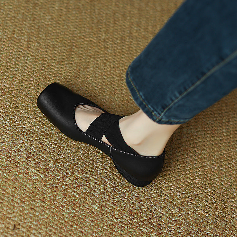 Calira Square Toe Leather Ballets