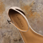 Elara Ankle-Strap Leather Sandal Heels